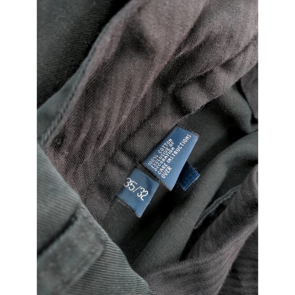 Mens Polo by Ralph Lauren Preston Pants Size 35x32 Black Green Pony SEE DESC - Picture 10 of 12